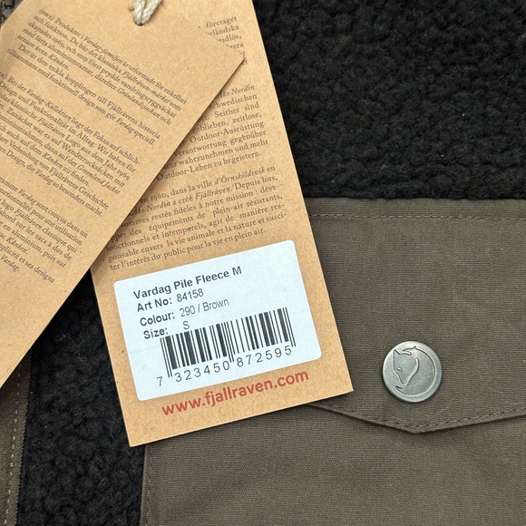 NEW Fjallraven Vardag Pile Fleece in Brown Size Mens Small - Picture 7 of 15